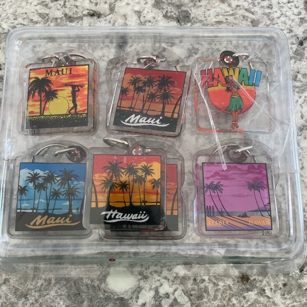 Hawaii Themed Keychain Set of 7 from 1980’s